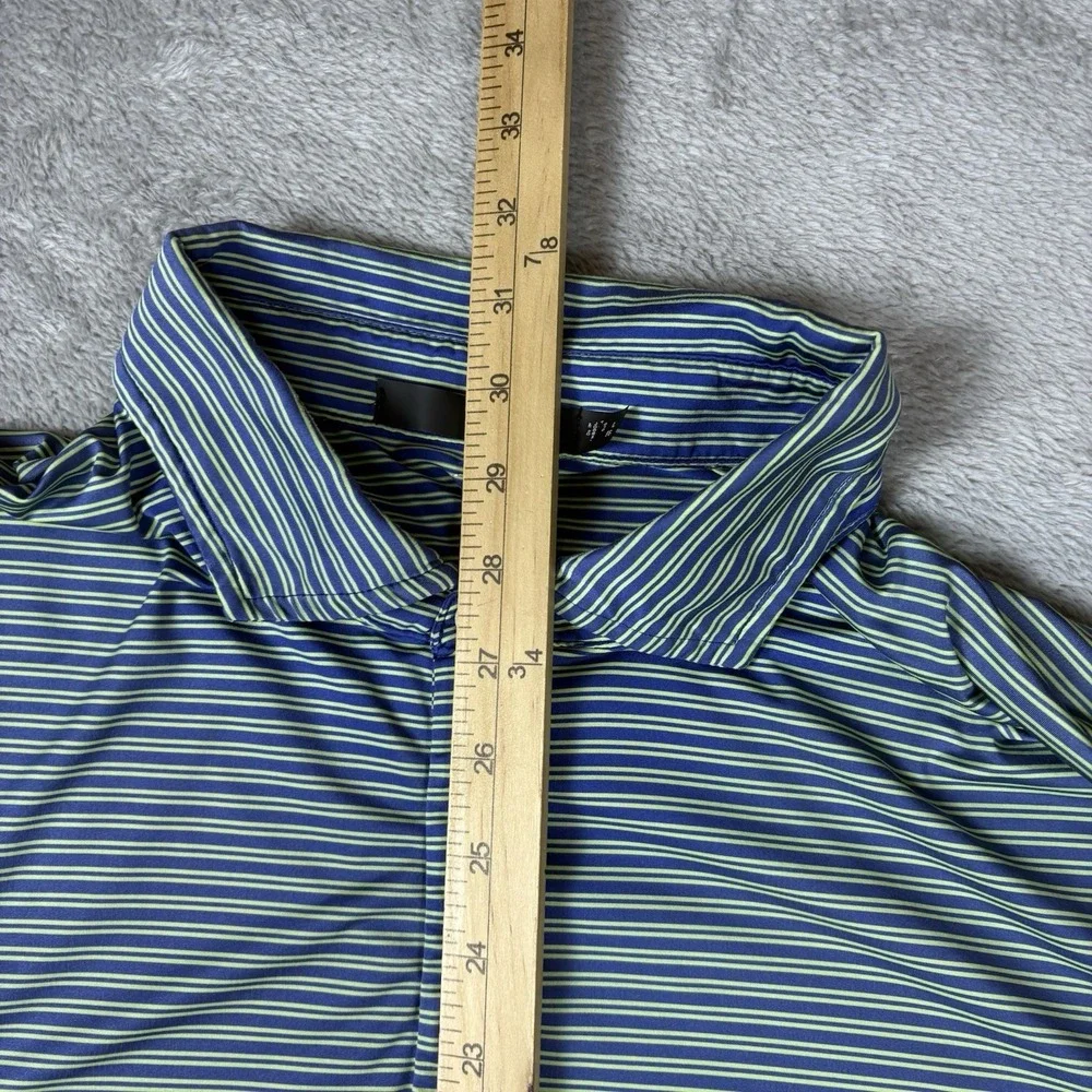 RLX Ralph Lauren Polo Mens XL Blue Green Striped Short‎ Sleeve